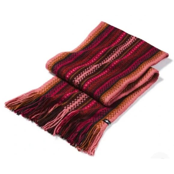 Smartwool Women Striped Wool Scarf Fringe Meadow Line‎ Canyon Rose Pink Size OS - Picture 2 of 12